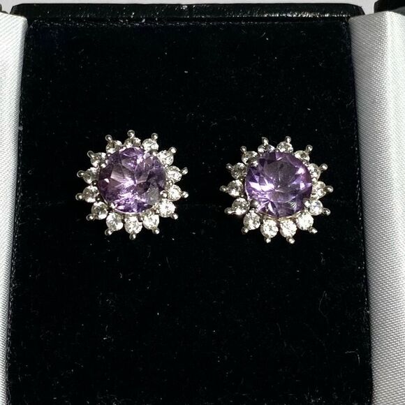 AHX#x Striking Amethyst, Sim Diamond & Sterling Studs by D’Joy - Picture 4 of 7